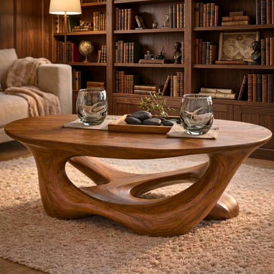 Handcrafted Solid Wood Coffee Table – Organic Root-Inspired Design for Natural Living Spaces